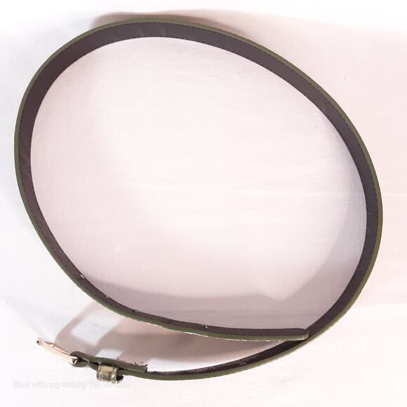 Metallic Olive Green Belt Womens Medium Waist Textured Pattern - Picture 6 of 12